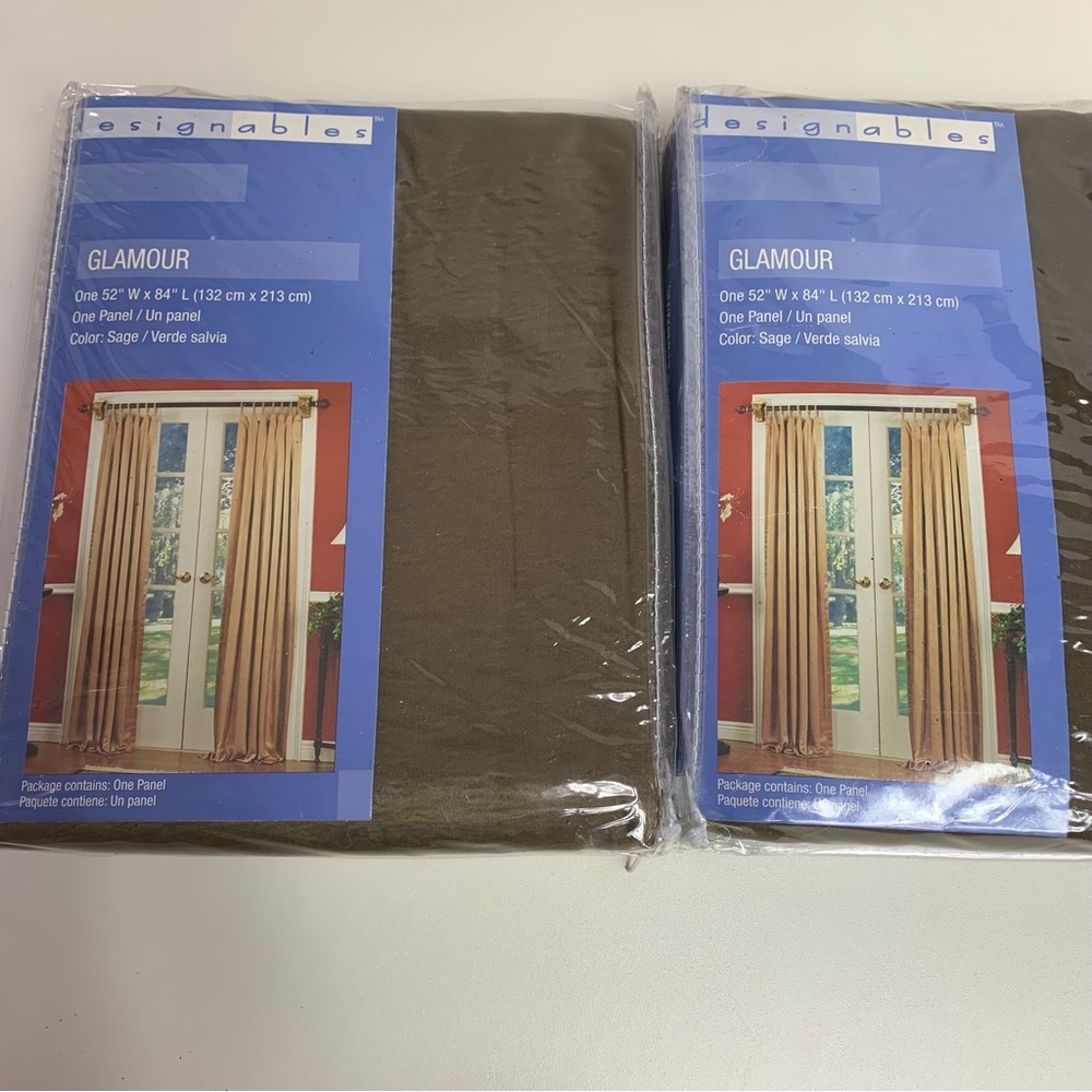 Designables Glamour Curtain Panels Sage Two Panels 52” x 84” Curtains Drapes
